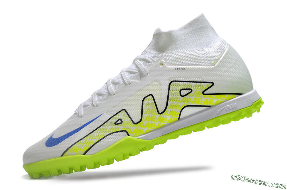 Nike Air Zoom Mercurial Superfly 9 Elite TF Artificial Turf Soccer Shoes - White/Blue/Yellow 5