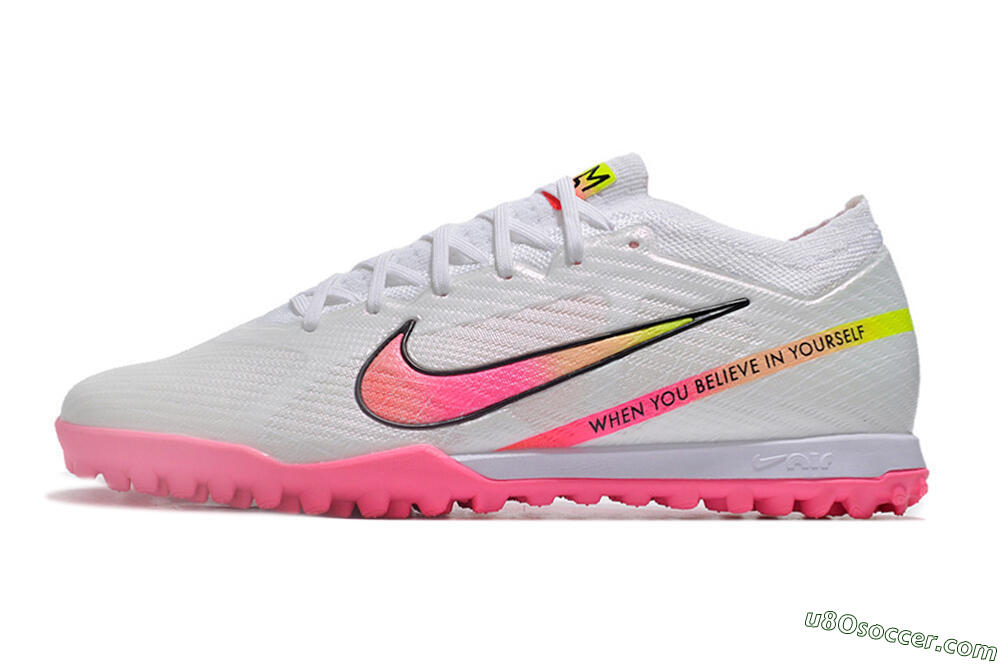 Nike Air Zoom Mercurial Vapor 15 Elite TF Artificial Turf Soccer Shoes - White/Pink/Black/Green 2