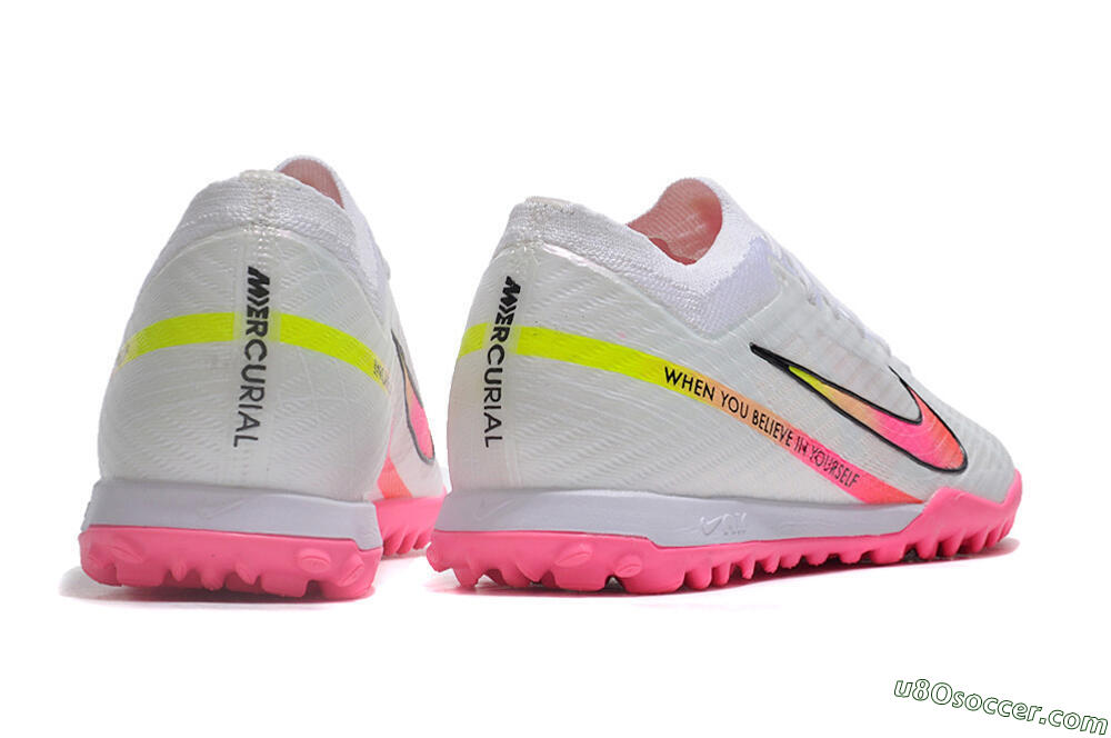 Nike Air Zoom Mercurial Vapor 15 Elite TF Artificial Turf Soccer Shoes - White/Pink/Black/Green 6