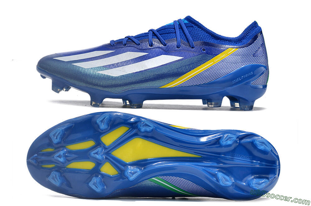 FG Firm Ground Soccer Cleats | Blue, White & Yellow Colorway