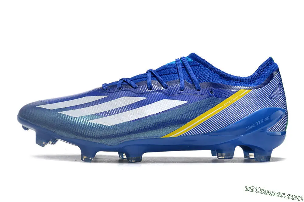 FG Firm Ground Soccer Cleats | Blue, White & Yellow Colorway