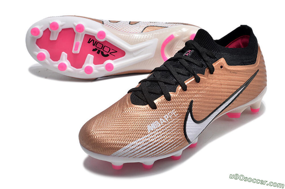 Nike Air Zoom Mercurial Vapor 15 Elite AG Artificial Grass Soccer Cleats - Gold/Black/White 3