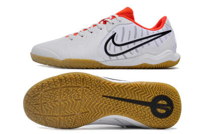 Nike Tiempo Legend 10 Academy IC Indoor & Futsal Soccer Shoes - White/Black/Red