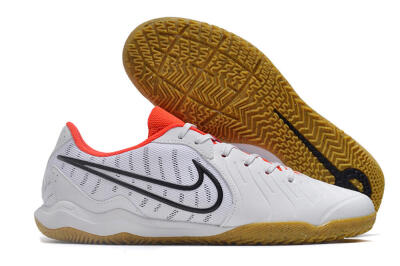 Nike Tiempo Legend 10 Academy IC Indoor & Futsal Soccer Shoes - White/Black/Red