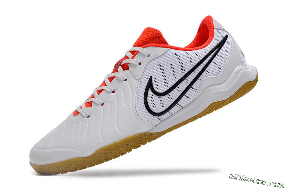 Nike Tiempo Legend 10 Academy IC Indoor & Futsal Soccer Shoes - White/Black/Red 5