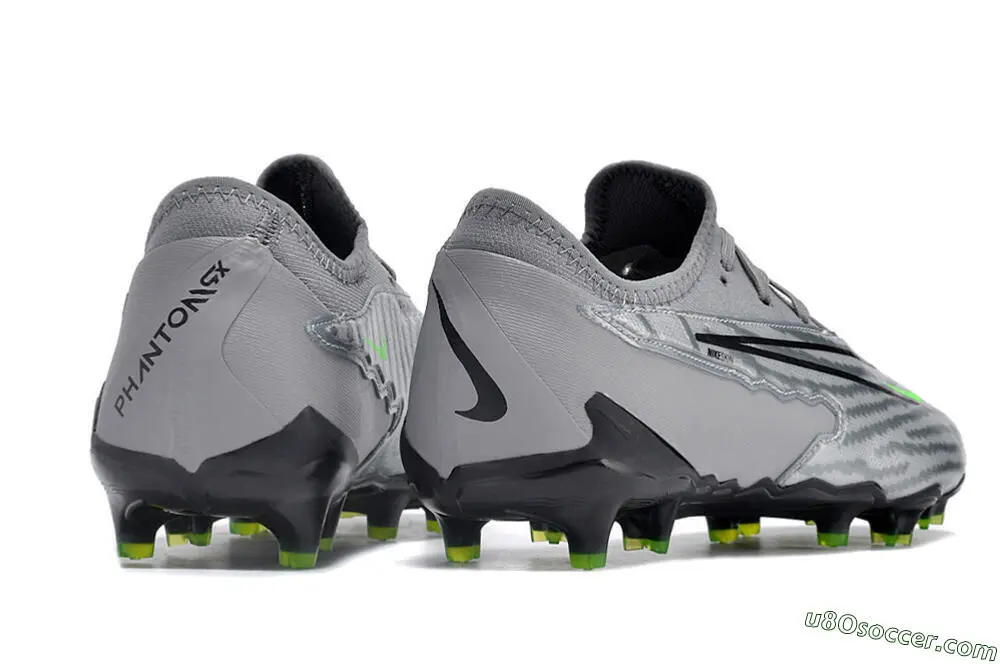 Silver Grey Black FG Firm Ground Soccer Cleats | Nike Phantom GX