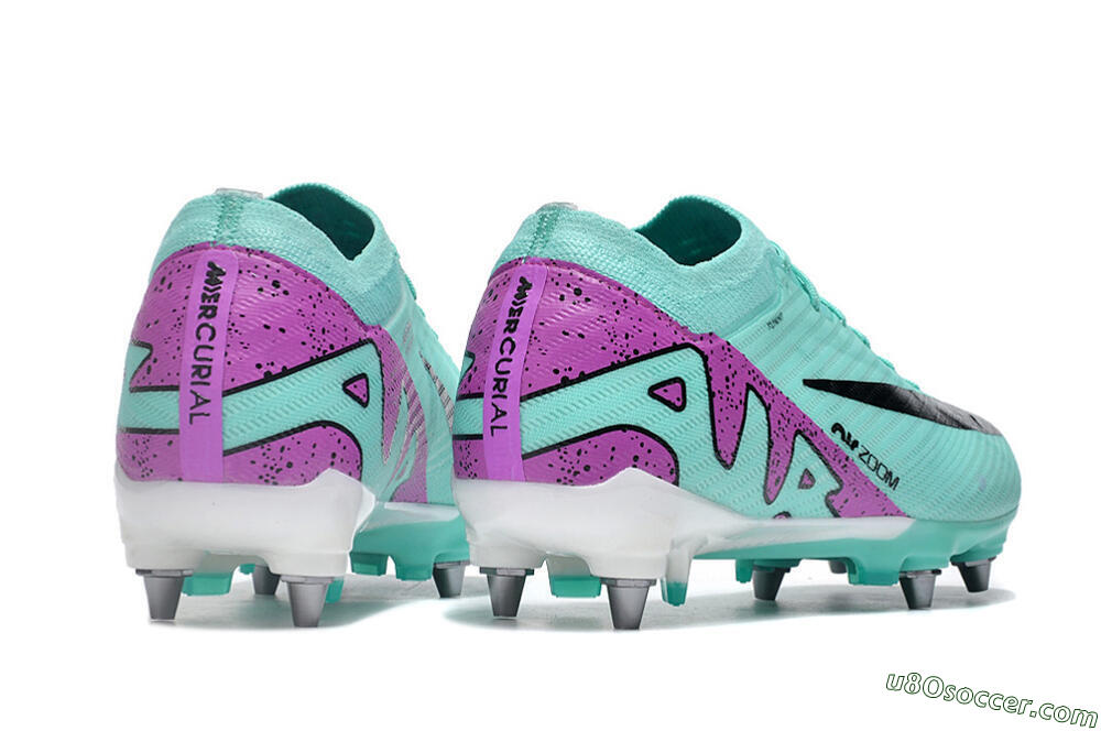 Nike Air Zoom Mercurial Vapor 15 Elite SG Soft Ground Soccer Cleats - Turquoise/Black/White/Purple 6