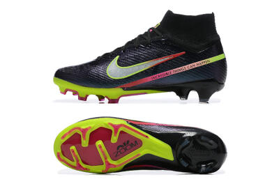 Nike Air Zoom Mercurial Superfly 9 Elite FG Firm Ground Soccer Cleats - Black/Silver/Yellow/Pink