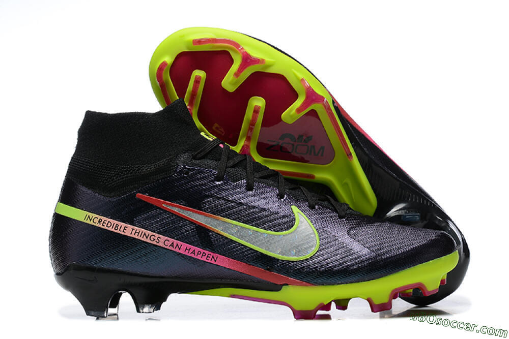 Nike Air Zoom Mercurial Superfly 9 Elite FG Firm Ground Soccer Cleats - Black/Silver/Yellow/Pink 1