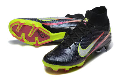 Nike Air Zoom Mercurial Superfly 9 Elite FG Firm Ground Soccer Cleats - Black/Silver/Yellow/Pink