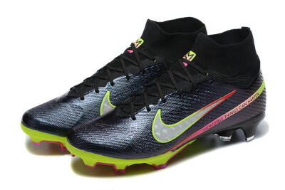 Nike Air Zoom Mercurial Superfly 9 Elite FG Firm Ground Soccer Cleats - Black/Silver/Yellow/Pink