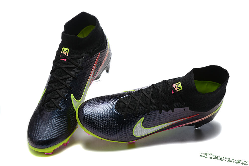 Nike Air Zoom Mercurial Superfly 9 Elite FG Firm Ground Soccer Cleats - Black/Silver/Yellow/Pink 6