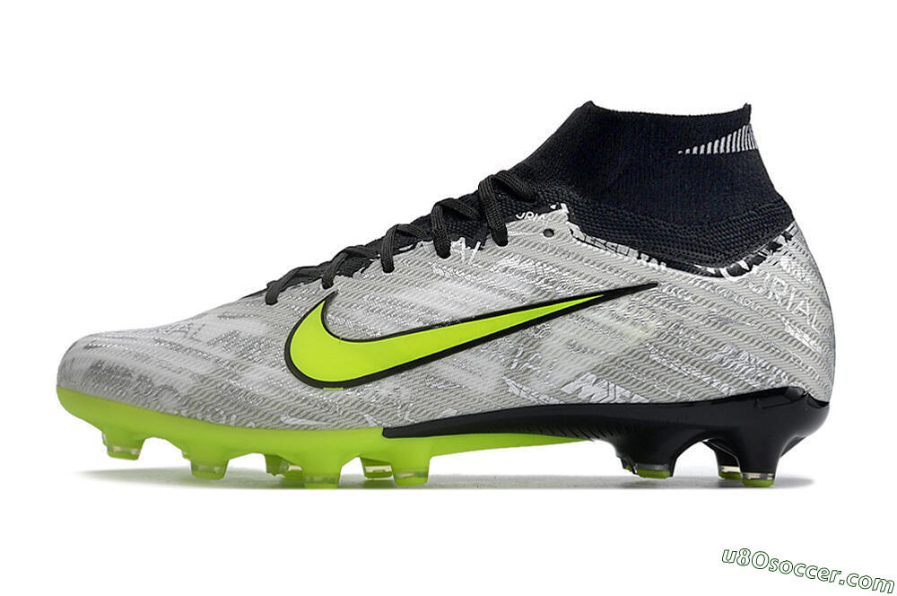 Nike Air Zoom Mercurial Superfly 9 Elite AG Artificial Grass Soccer Cleats - Silver/Black/Yellow 2