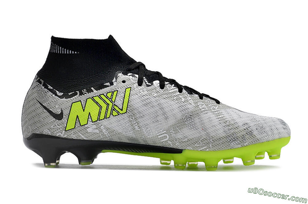 Nike Air Zoom Mercurial Superfly 9 Elite AG Artificial Grass Soccer Cleats - Silver/Black/Yellow 5