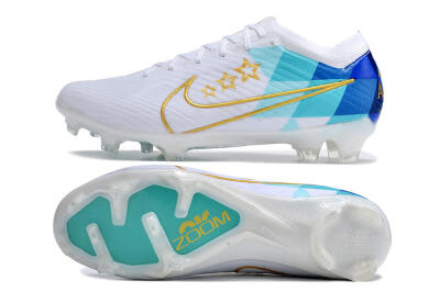 Nike Air Zoom Mercurial Vapor 15 Elite FG Firm Ground Soccer Cleats - White/Blue/Gold