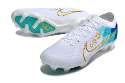 Nike Air Zoom Mercurial Vapor 15 Elite FG Firm Ground Soccer Cleats - White/Blue/Gold