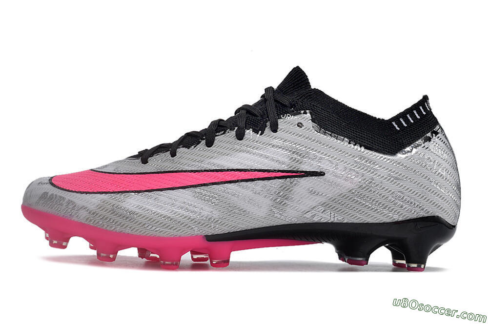 Nike Air Zoom Mercurial Vapor 15 Elite AG Artificial Grass Soccer Cleats - Silver/Black/Pink 2