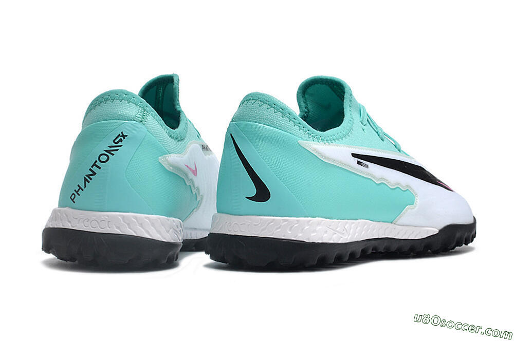 Nike React Phantom GX Pro TF Artificial Turf Soccer Shoes - White/Black/Jade 6