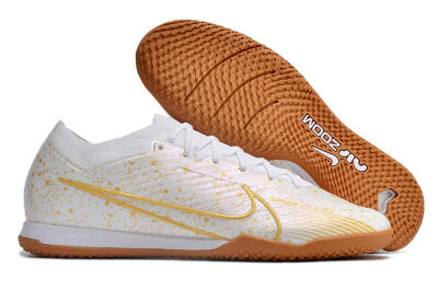 Nike Air Zoom Mercurial Vapor 15 Elite IC Indoor & Futsal Soccer Shoes - White/Gold/Brown