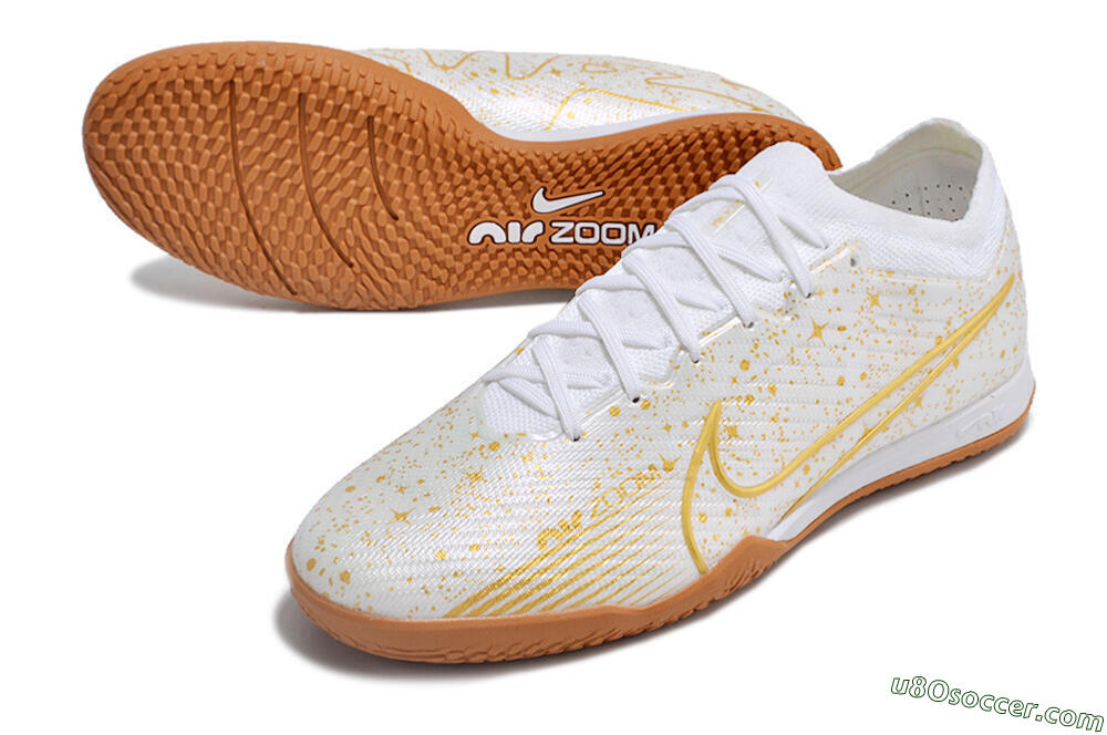 Nike Air Zoom Mercurial Vapor 15 Elite IC Indoor & Futsal Soccer Shoes - White/Gold/Brown 3