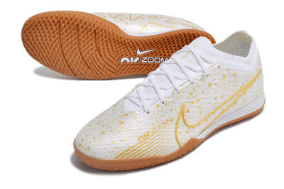 Nike Air Zoom Mercurial Vapor 15 Elite IC Indoor & Futsal Soccer Shoes - White/Gold/Brown