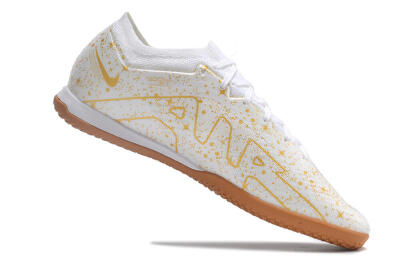 Nike Air Zoom Mercurial Vapor 15 Elite IC Indoor & Futsal Soccer Shoes - White/Gold/Brown