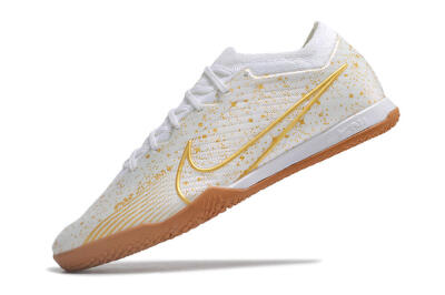 Nike Air Zoom Mercurial Vapor 15 Elite IC Indoor & Futsal Soccer Shoes - White/Gold/Brown