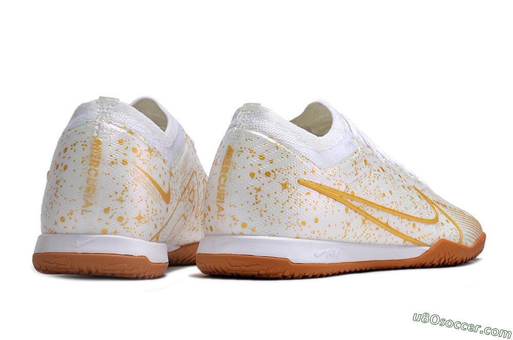 Nike Air Zoom Mercurial Vapor 15 Elite IC Indoor & Futsal Soccer Shoes - White/Gold/Brown 6
