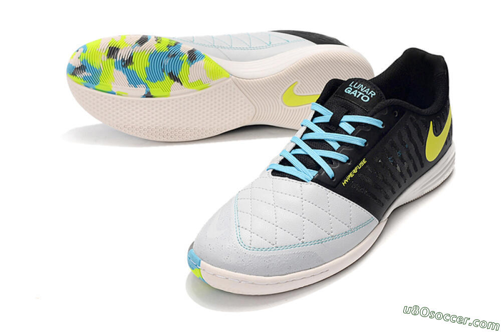 Nike Lunar Gato 2 IC Indoor & Futsal Soccer Shoes - Black/Blue/Yellow 1