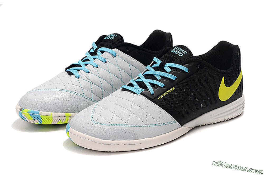 Nike Lunar Gato 2 IC Indoor & Futsal Soccer Shoes - Black/Blue/Yellow 2