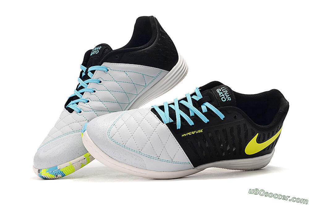 Nike Lunar Gato 2 IC Indoor & Futsal Soccer Shoes - Black/Blue/Yellow 3