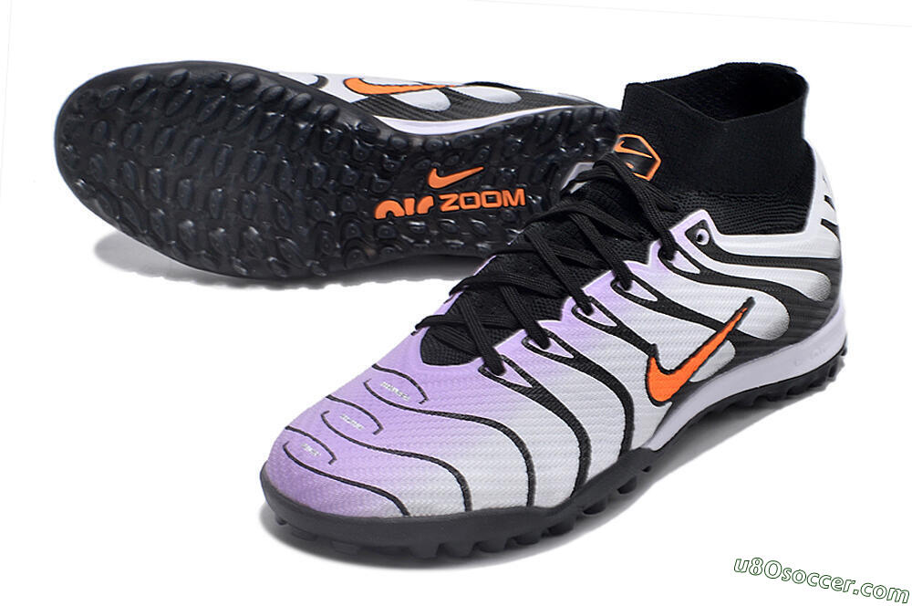 Nike Air Zoom Mercurial Superfly 9 Elite TF Artificial Turf Soccer Shoes - Purple/Black/Orange 3