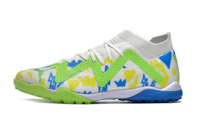 Puma Future Ultimate TF Artificial Turf Soccer Shoes - White/Blue/Yellow/Green