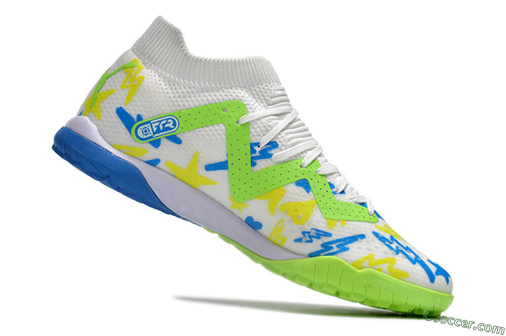 Puma Future Ultimate TF Artificial Turf Soccer Shoes - White/Blue/Yellow/Green 4