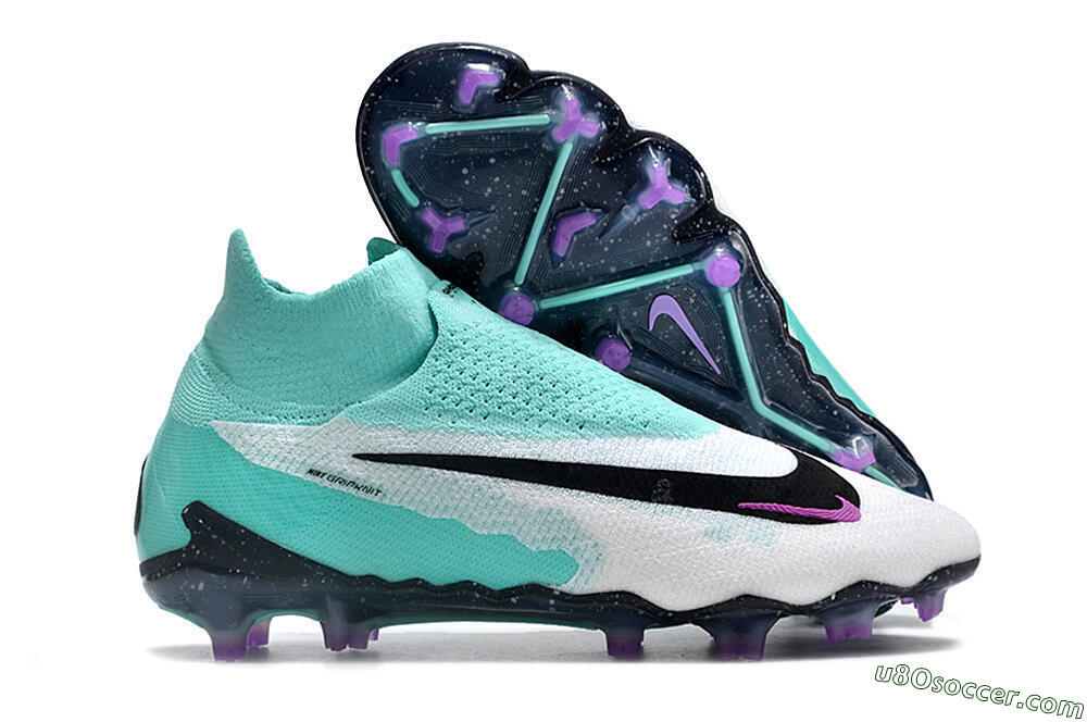 Nike Phantom GX Elite DF FG Firm Ground Soccer Cleats - White/Purple/Jade 1