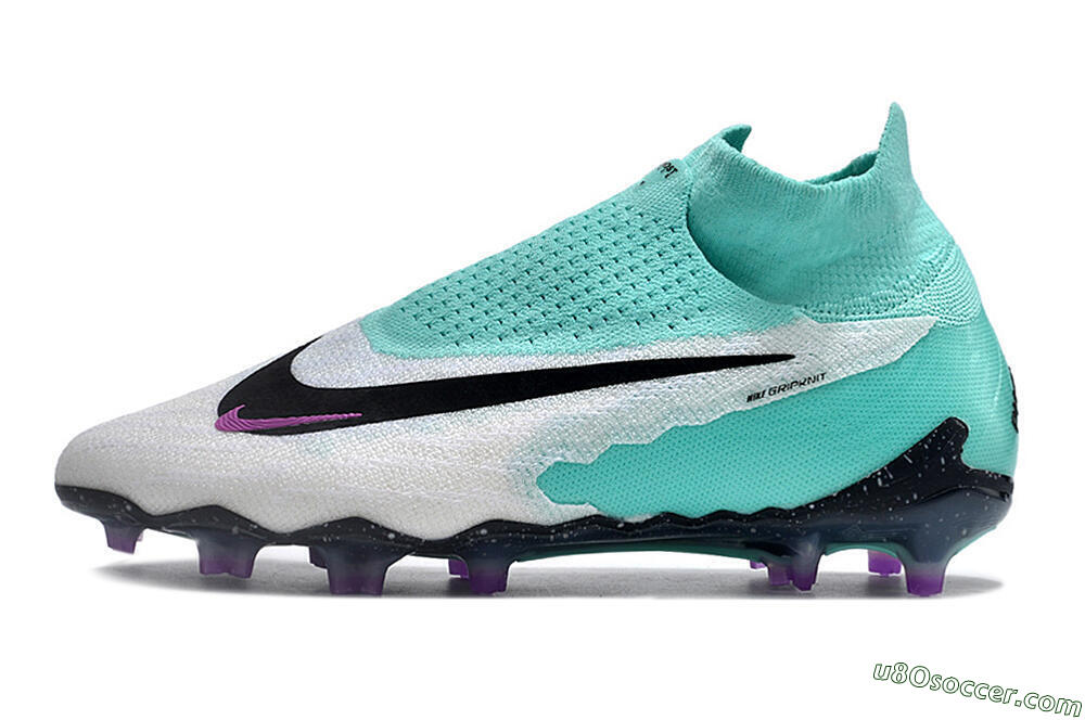 Nike Phantom GX Elite DF FG Firm Ground Soccer Cleats - White/Purple/Jade 2
