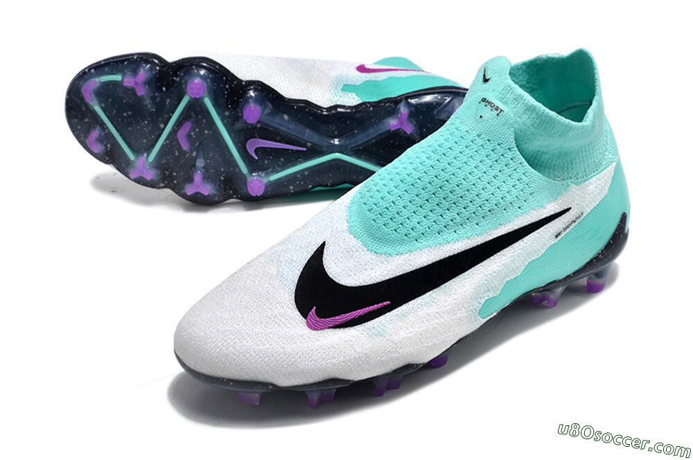 Nike Phantom GX Elite DF FG Firm Ground Soccer Cleats - White/Purple/Jade 3