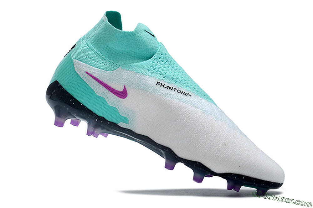 Nike Phantom GX Elite DF FG Firm Ground Soccer Cleats - White/Purple/Jade 4