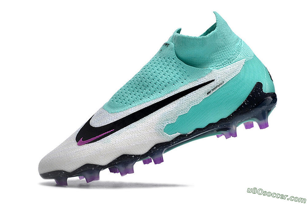 Nike Phantom GX Elite DF FG Firm Ground Soccer Cleats - White/Purple/Jade 5