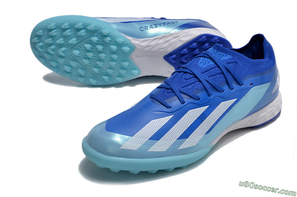 Adidas X Crazyfast.1 TF Artificial Turf Soccer Shoes - Blue/Silver/White 3