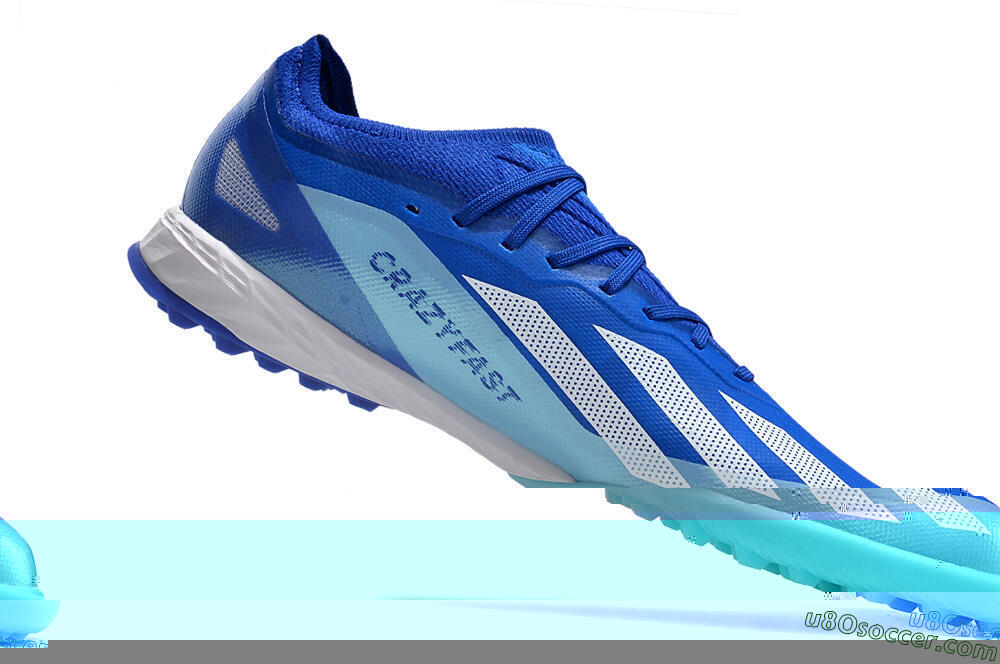 TF Artificial Turf Soccer Shoes - Blue, Silver & White