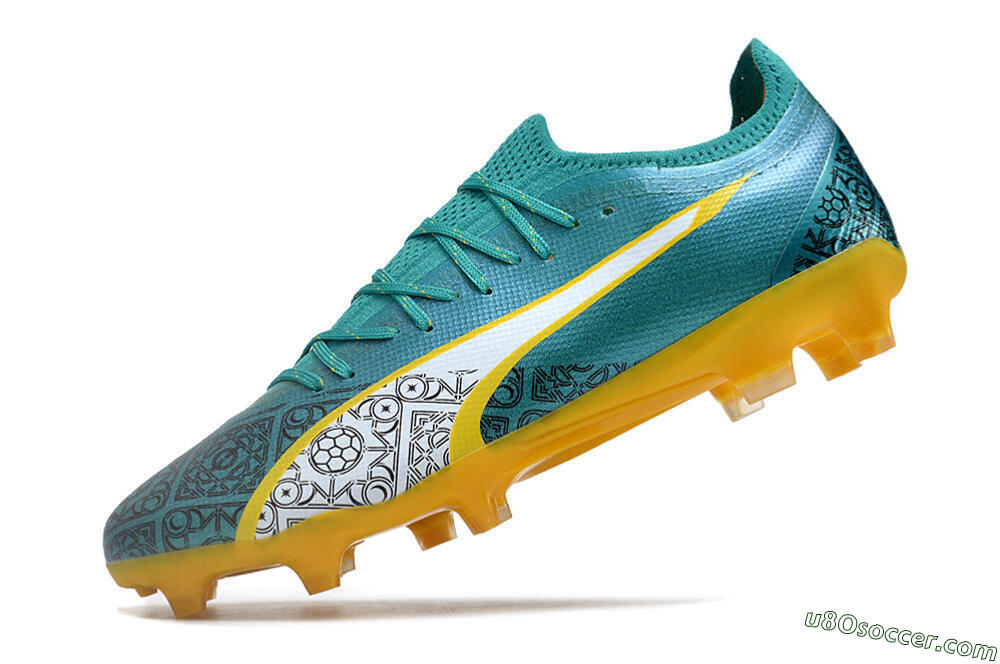 Puma Ultra Ultimate FG Firm Ground Soccer Cleats - Jade/White/Yellow 5