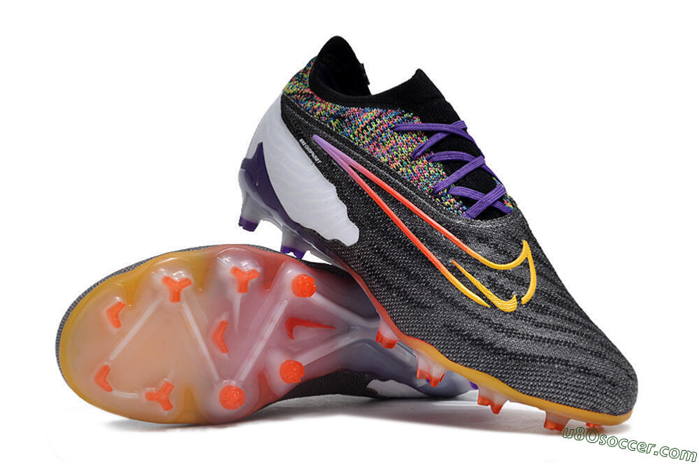 Nike Phantom GX Elite FG Firm Ground Soccer Cleats - Black/Purple/Rainbow 3