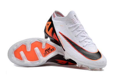 Nike Air Zoom Mercurial Vapor 15 Elite FG Firm Ground Soccer Cleats - White/Orange/Black