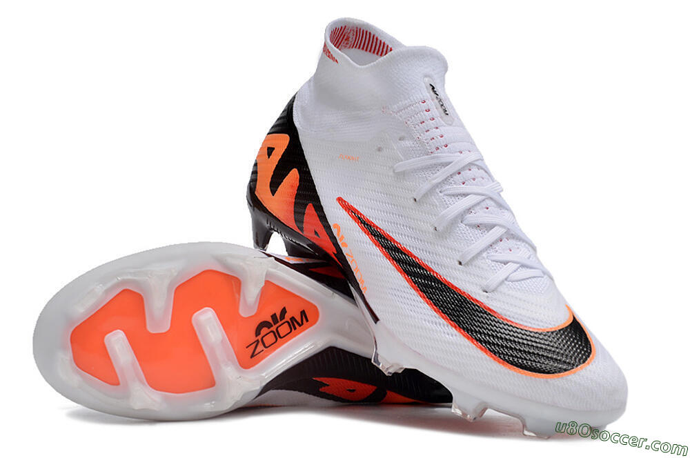 Nike Air Zoom Mercurial Superfly 9 Elite FG Firm Ground Soccer Cleats - White/Orange/Black 3