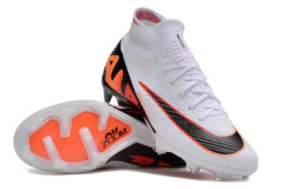 Nike Air Zoom Mercurial Superfly 9 Elite FG Firm Ground Soccer Cleats - White/Orange/Black