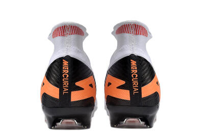 Nike Air Zoom Mercurial Superfly 9 Elite FG Firm Ground Soccer Cleats - White/Orange/Black