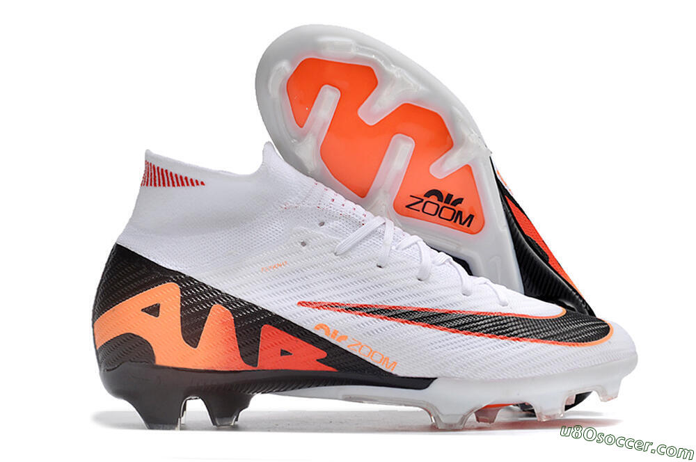 Nike Air Zoom Mercurial Superfly 9 Elite FG Firm Ground Soccer Cleats - White/Orange/Black 1