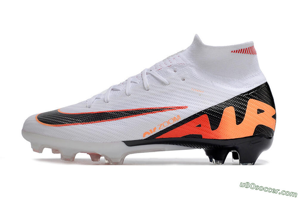 Nike Air Zoom Mercurial Superfly 9 Elite FG Firm Ground Soccer Cleats - White/Orange/Black 2