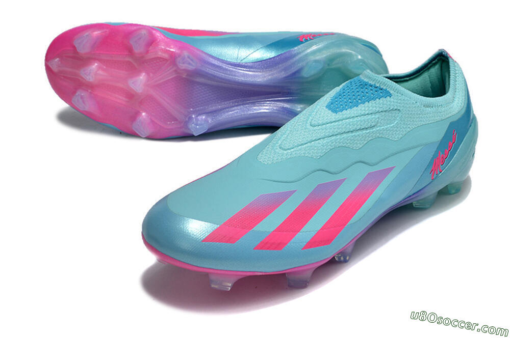 Adidas X Crazyfast+ FG Firm Ground Soccer Cleats - Flash Aqua/Lucid Pink/Lucid Cyan 3
